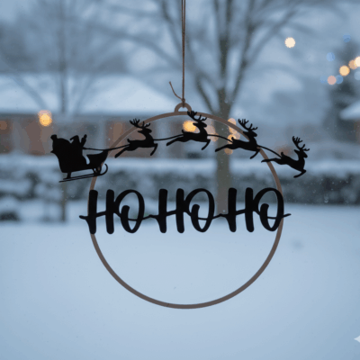 HO HO HO” Mikulás szános ablakdísz