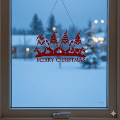 Négy manós „Merry Christmas” ablakdísz