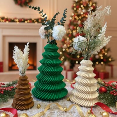 Karácsonyi fenyőfa váza szett – modern ünnepi dekoráció