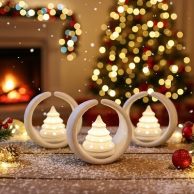 Fenyőfás kör alakú hangulatfény 1db