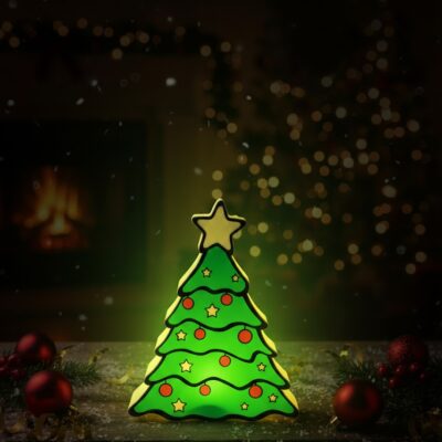 Színes karácsonyfa LED hangulatfény